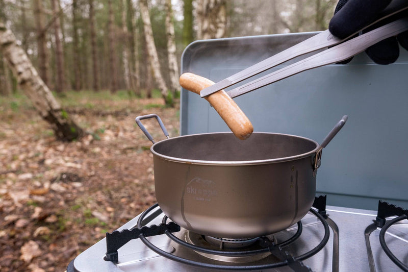 Titanium Fire Pit Tongs Shovell Digging Spade Spork Fork Knife Spoon Cutlery Single Double Wall Mug Cup Snow Peak Cookset Stove Frying Pan Lightweight Camping Hiking Climbing Cookware 