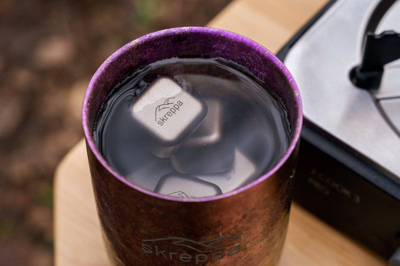 Titanium Ice Cube Set Frying Pan Fire Pit Tongs Shovell Digging Spade Spork Fork Knife Spoon Cutlery Single Double Wall Mug Cup Snow Peak Cookset Stove Frying Pan Lightweight Camping Hiking Climbing Cookware 